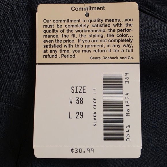 Vintage Sears Flexslax NWT Men's Dress Pants 38x29 Full Fit Polyester Wool New - Picture 8 of 8